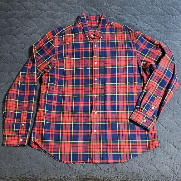 Ralph Lauren POLO men's XXL red plaid shirt long sleeve slim fit - Picture 1 of 5